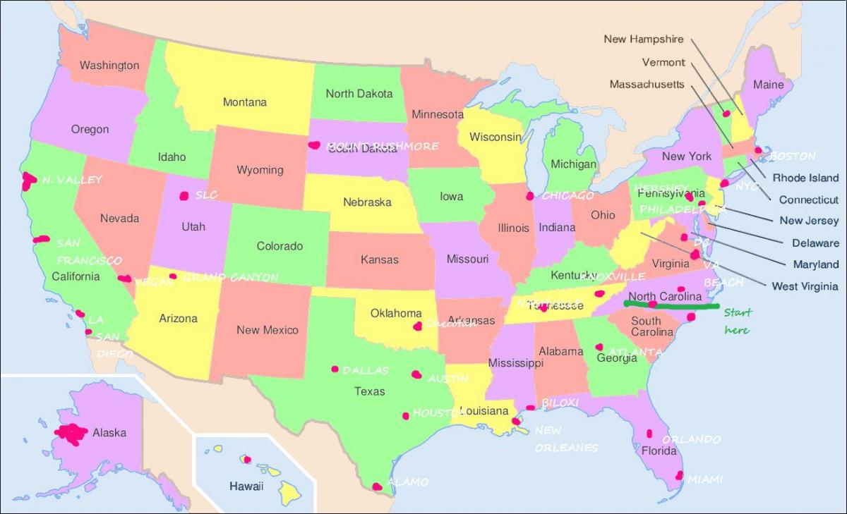 carte des états-unis à Philadelphie