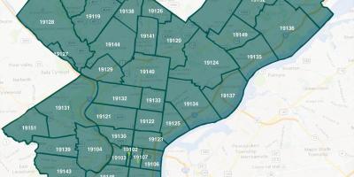 Phila zip code map - Zip code map pour Philadelphie (Pennsylvanie