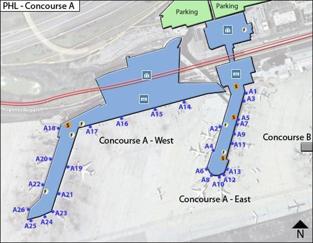 carte de l'aéroport phl
