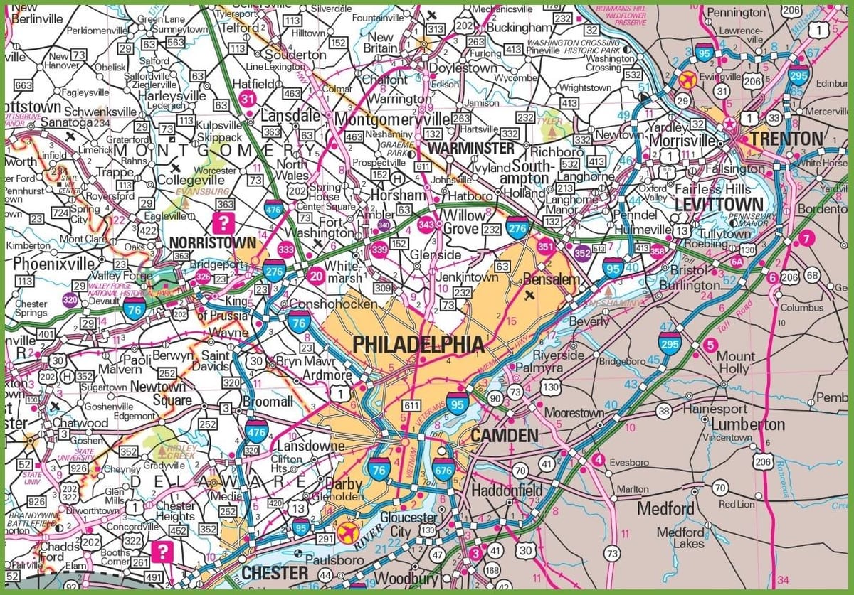 Carte de la région de philadelphie