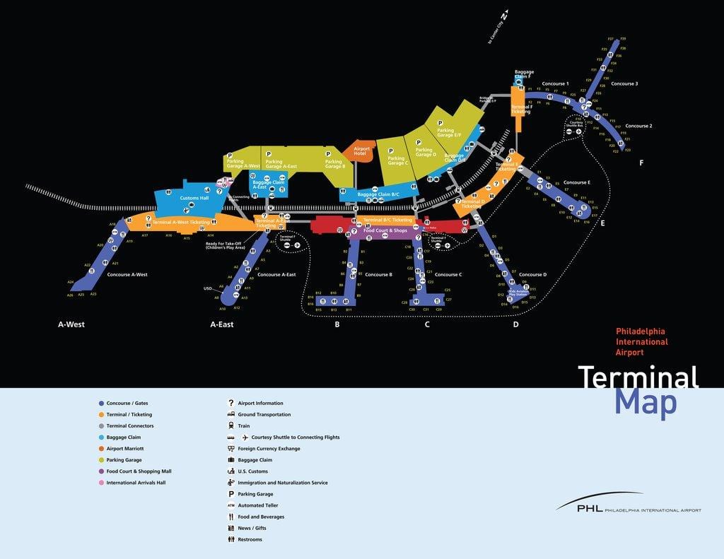 L'aéroport de philadelphie économie de stationnement la carte