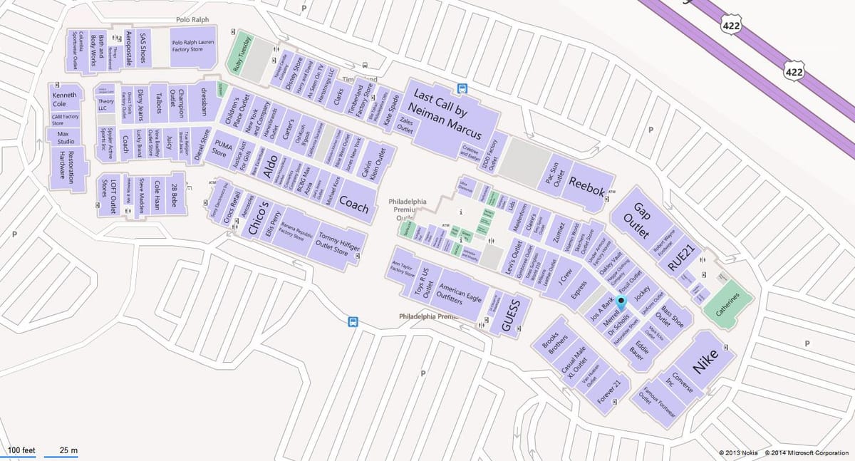 Philadelphie mall carte