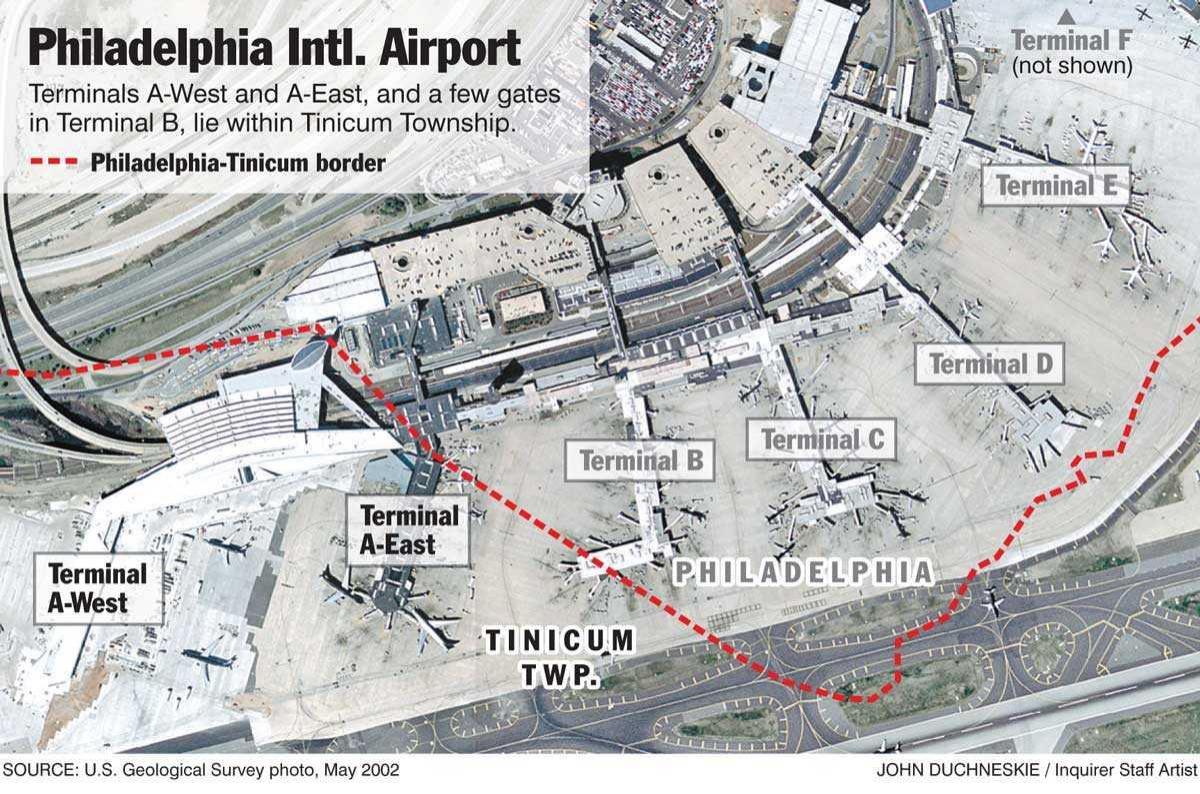 Carte de l'aéroport international de philadelphie