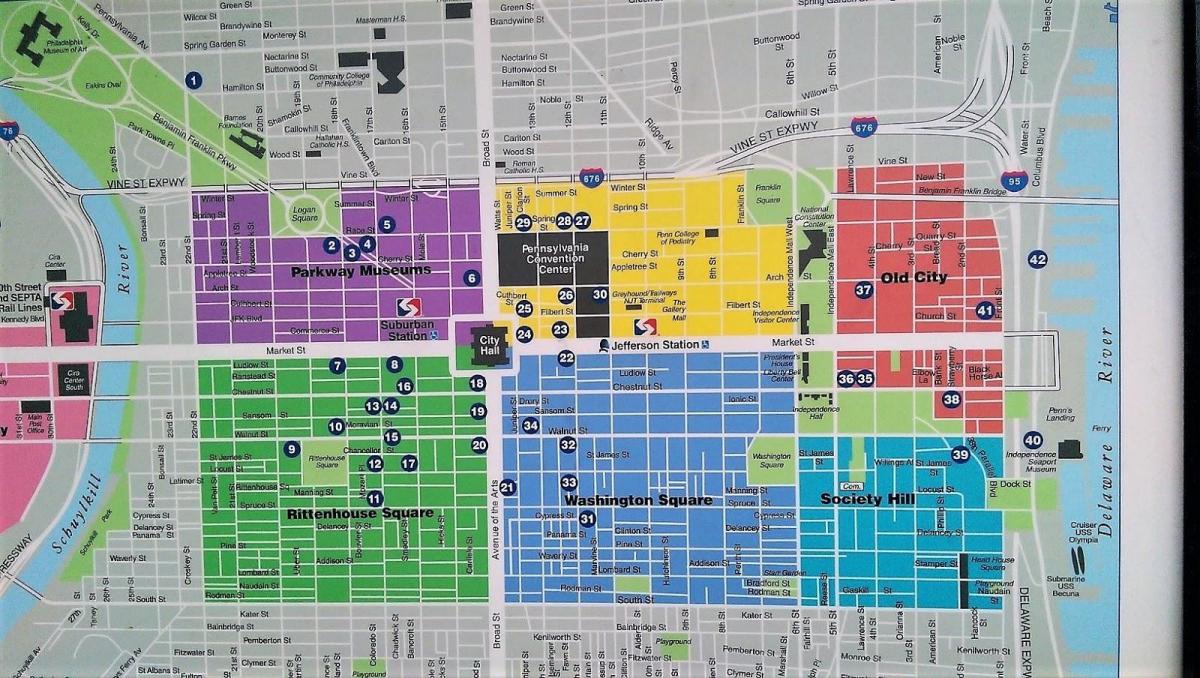 carte du centre-ville de Philadelphie