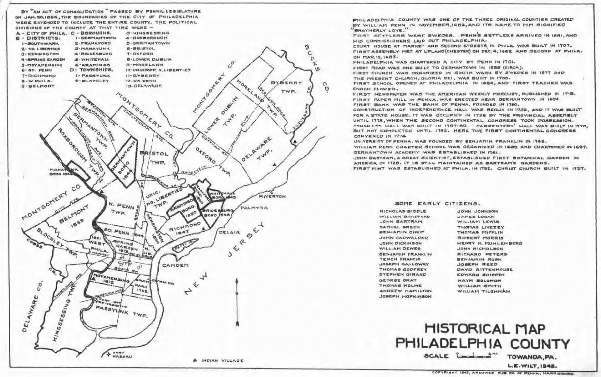 Carte du comté de philadelphie