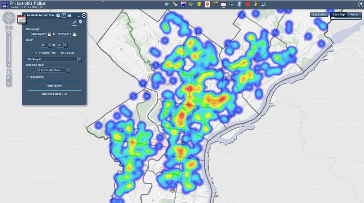 carte de la criminalité Philadelphie