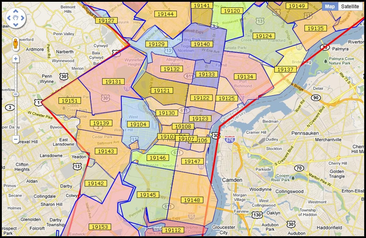 carte de la grande région de Philadelphie