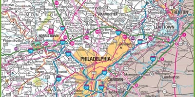 Carte de la région de philadelphie