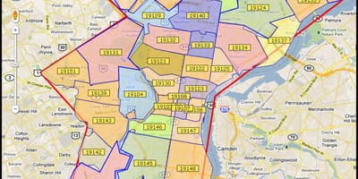 Carte de la grande région de Philadelphie